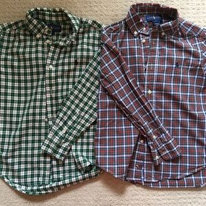 Long Sleeve Plaid Button Down Shirt Set of 2